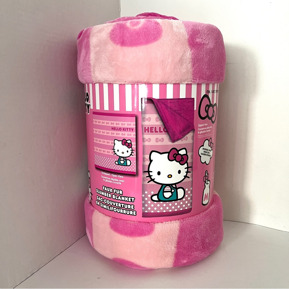 Brand New Hello Kitty Faux Fur Slumber Blanket / Sleeping Bag
